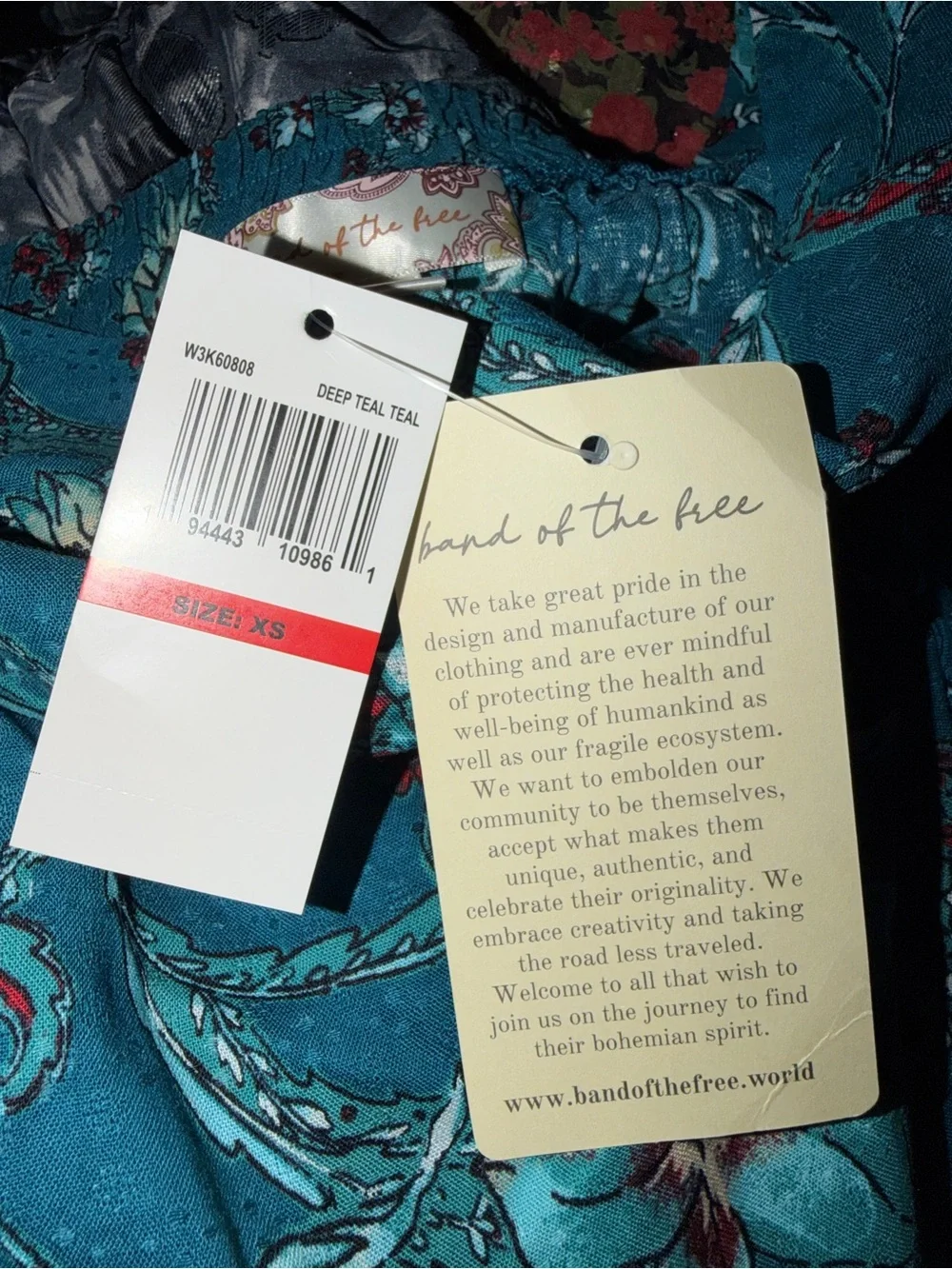 Band of the Free Women's Teal Floral Sarong Wrap. Sz XS - NWT